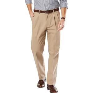 Dockers Men's Classic Fit Signature Khaki Cotton Pleated Pants 33 x 32 NWT